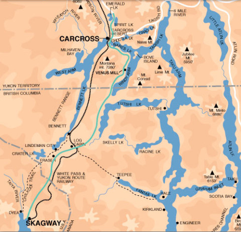 Map of Skagway and the Yukon for self guided jeep tour