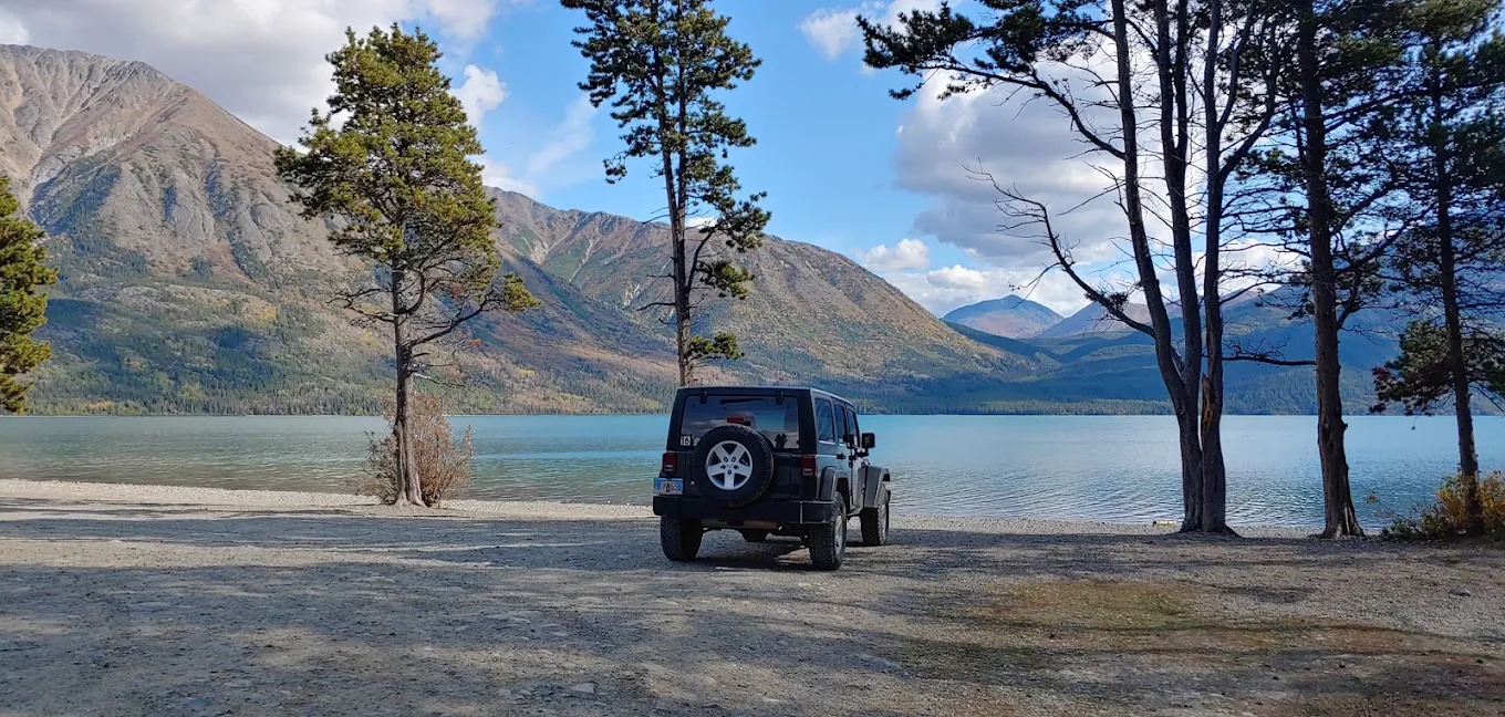 Jeep at Tutshi Lake Rent a Jeep in Skagway